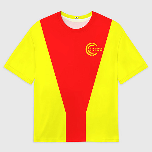 Женская футболка оверсайз FIRM желто-красная / 3D-принт – фото 1