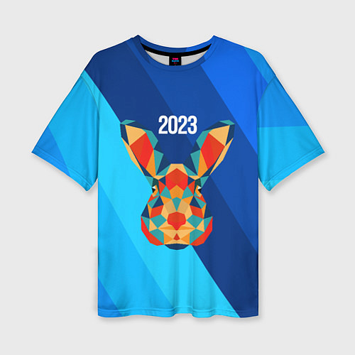 Женская футболка оверсайз Кролик из мозаики 2023 / 3D-принт – фото 1