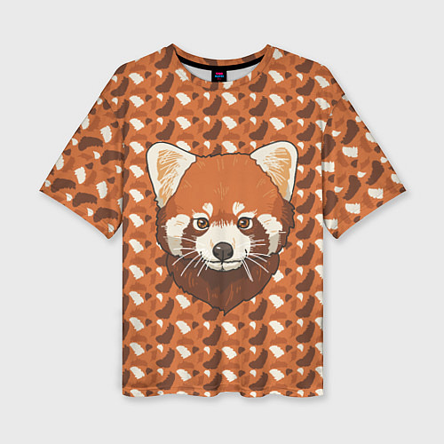 Женская футболка оверсайз Милая красная панда / 3D-принт – фото 1