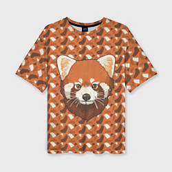 Женская футболка оверсайз Милая красная панда
