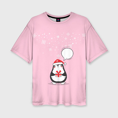 Женская футболка оверсайз New year pinguin / 3D-принт – фото 1