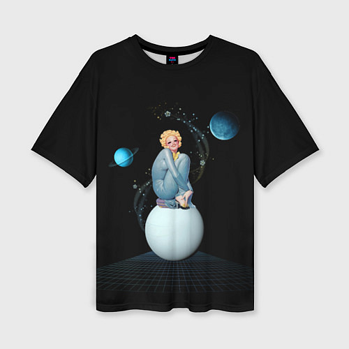 Женская футболка оверсайз Pinup женщина на Луне / 3D-принт – фото 1