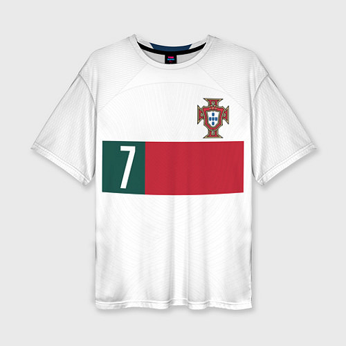 Женская футболка оверсайз Роналду ЧМ 2022 Португалия выездная / 3D-принт – фото 1