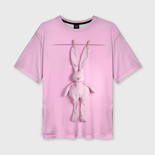 Женская футболка оверсайз Розовый зайка / 3D-принт – фото 1