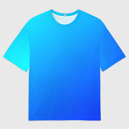 Женская футболка оверсайз Голубо-бирюзовый градиент / 3D-принт – фото 1