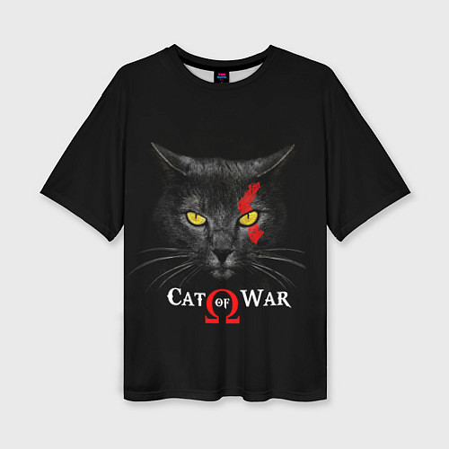 Женская футболка оверсайз Cat of war collab / 3D-принт – фото 1