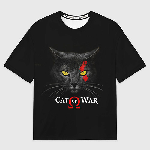 Женская футболка оверсайз Cat of war collab / 3D-принт – фото 1