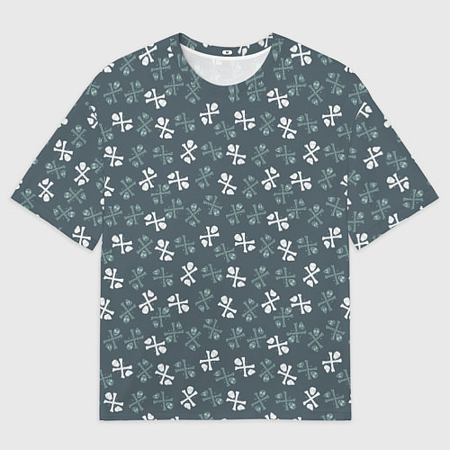 Женская футболка оверсайз Череп и кости штрихованные / 3D-принт – фото 1