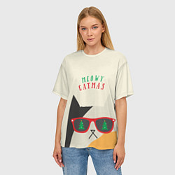 Футболка оверсайз женская Meowy catwas, цвет: 3D-принт — фото 2