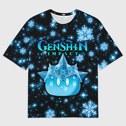 Женская футболка оверсайз Крио слайм в снежинках / 3D-принт – фото 1