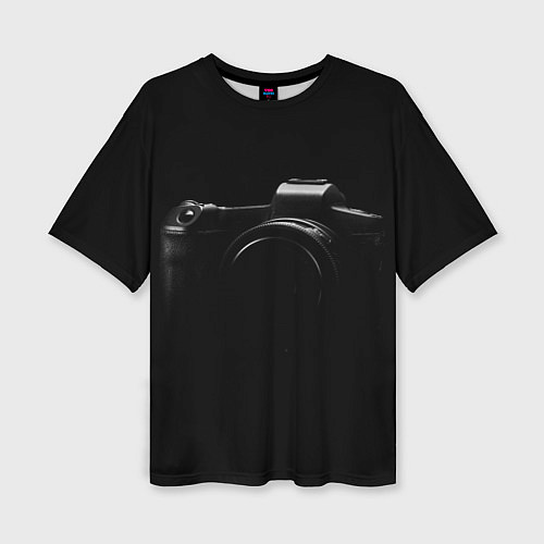 Женская футболка оверсайз Силуэт фотокамеры / 3D-принт – фото 1