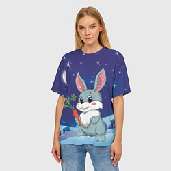 Футболка оверсайз женская Кролик с морковкой, цвет: 3D-принт — фото 2