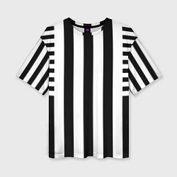 Футболка оверсайз женская Черно белый узор в полоску, цвет: 3D-принт
