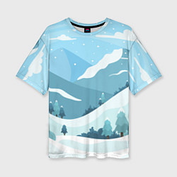 Женская футболка оверсайз Заснеженные горы
