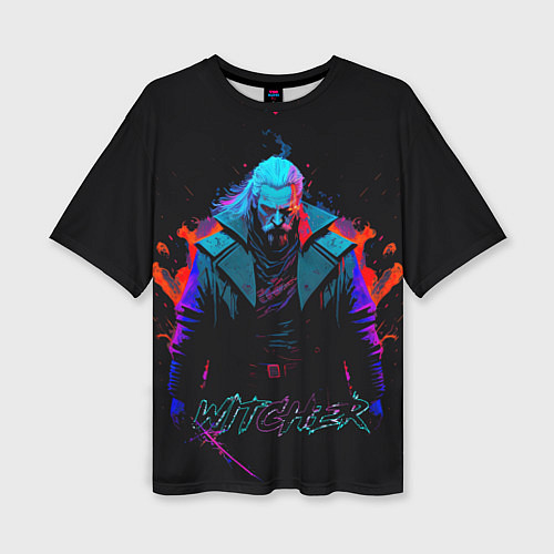 Женская футболка оверсайз Witcher in neon style / 3D-принт – фото 1