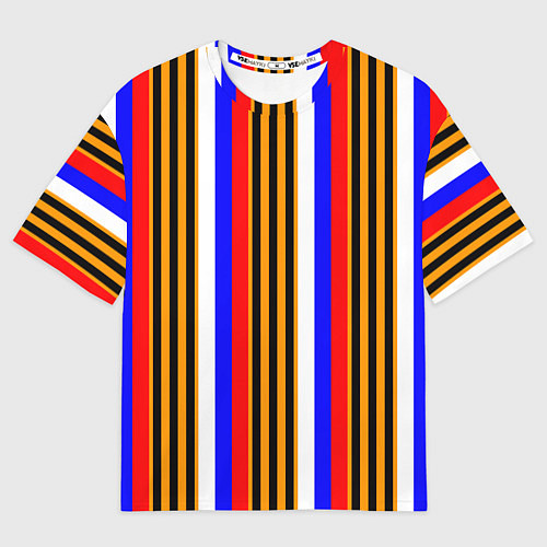 Женская футболка оверсайз Полосы триколор георгиевская лента / 3D-принт – фото 1