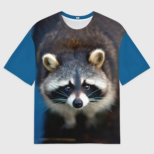 Женская футболка оверсайз Застенчивый енот / 3D-принт – фото 1