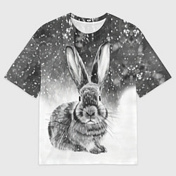 Футболка оверсайз женская Кролик на снегу, цвет: 3D-принт