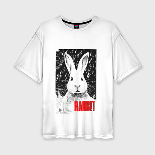 Женская футболка оверсайз Строгий кролик / 3D-принт – фото 1