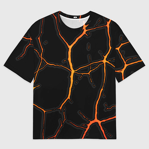 Женская футболка оверсайз Оранжевые трещины / 3D-принт – фото 1
