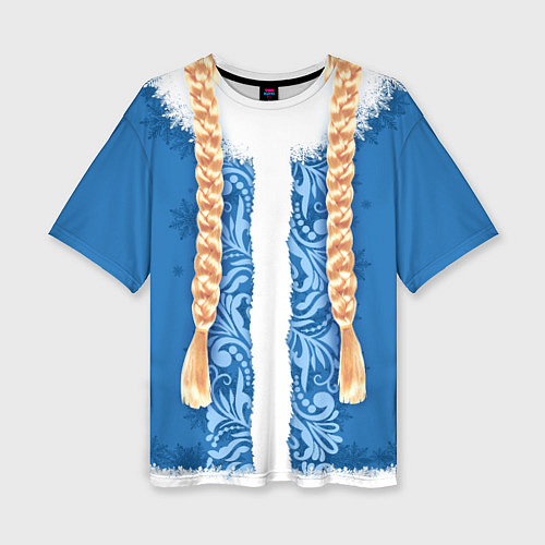 Женская футболка оверсайз Снегурка с косами / 3D-принт – фото 1