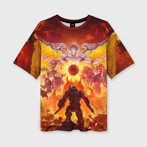 Женская футболка оверсайз Doom в аду / 3D-принт – фото 1