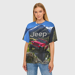Футболка оверсайз женская Chrysler Jeep Wrangler Rubicon - горы, цвет: 3D-принт — фото 2