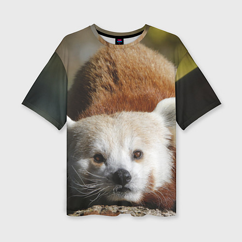 Женская футболка оверсайз Красная панда ждёт / 3D-принт – фото 1