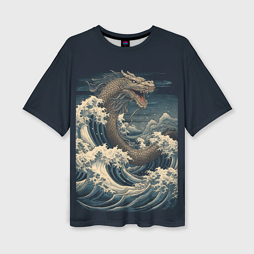 Женская футболка оверсайз Морской дракон в японском стиле / 3D-принт – фото 1