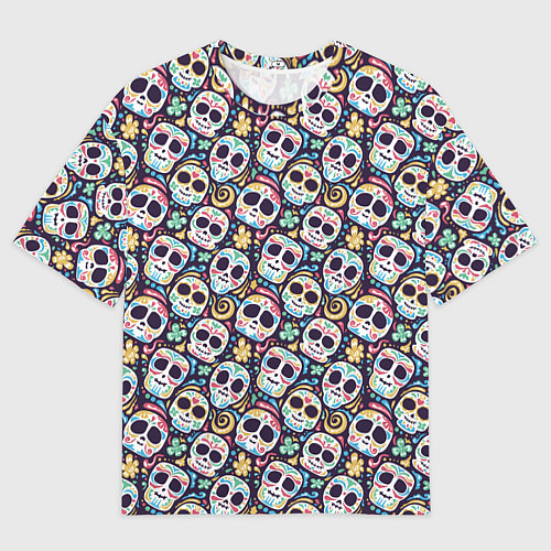 Женская футболка оверсайз Черепа с рисунками / 3D-принт – фото 1