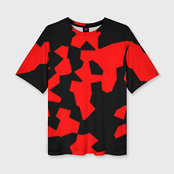 Женская футболка оверсайз Черно-красный авторский арт