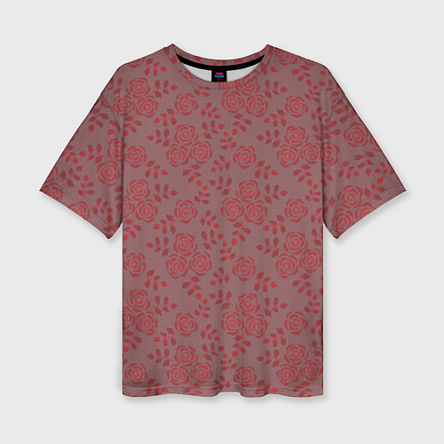 Женская футболка оверсайз Красные розы / 3D-принт – фото 1