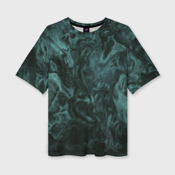 Женская футболка оверсайз Тёмно-синий водянистый туман