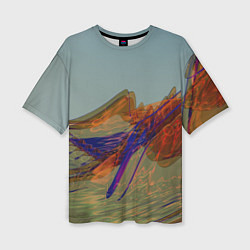 Женская футболка оверсайз Волнообразные разноцветные музыкальные линии