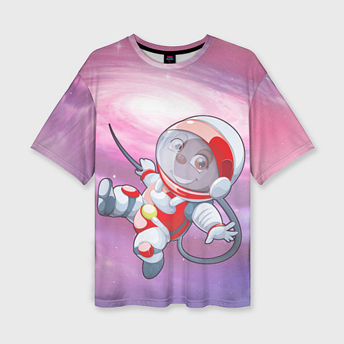 Женская футболка оверсайз Обезьянка в космосе / 3D-принт – фото 1