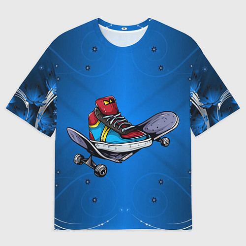 Женская футболка оверсайз Кроссовок на поломанном скейте / 3D-принт – фото 1