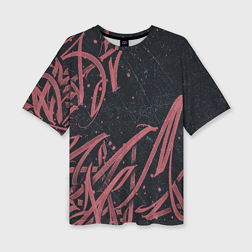 Женская футболка оверсайз Бордовое граффити / 3D-принт – фото 1