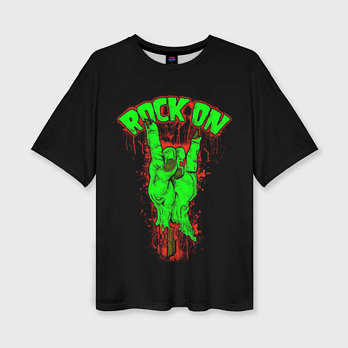 Женская футболка оверсайз Rock on zombie / 3D-принт – фото 1