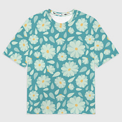 Футболка оверсайз женская Ромашки - паттерн, цвет: 3D-принт