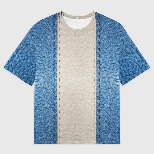 Женская футболка оверсайз Кожа синяя белая / 3D-принт – фото 1