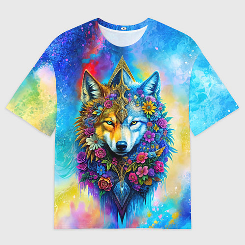 Женская футболка оверсайз Лисоволк / 3D-принт – фото 1