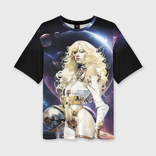 Женская футболка оверсайз Космическая блондинка / 3D-принт – фото 1