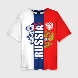 Футболка оверсайз женская Russia national team: white blue red, цвет: 3D-принт