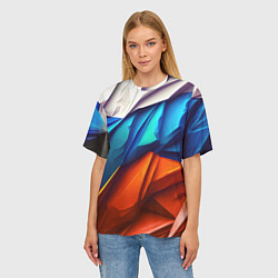 Футболка оверсайз женская Российский флаг на скале, цвет: 3D-принт — фото 2