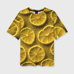 Женская футболка оверсайз Сочный паттерн из долек лимона