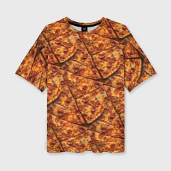 Женская футболка оверсайз Сочная текстура из кусков пиццы