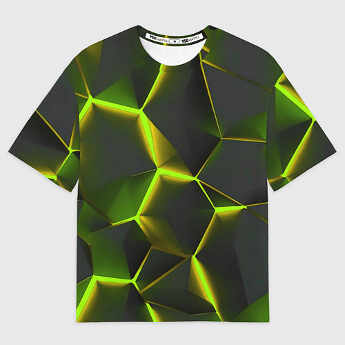 Женская футболка оверсайз Разлом неоновых плит / 3D-принт – фото 1