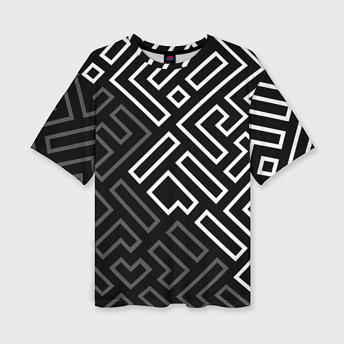 Женская футболка оверсайз Черно белый лабиринт / 3D-принт – фото 1