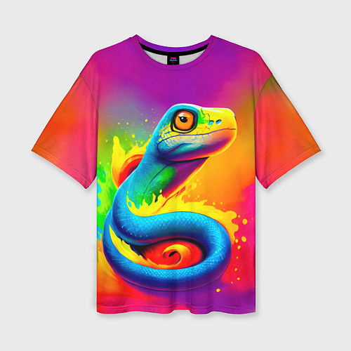 Женская футболка оверсайз Змейка в красках / 3D-принт – фото 1