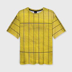 Женская футболка оверсайз Жёлтый фон и чёрные параллельные линии